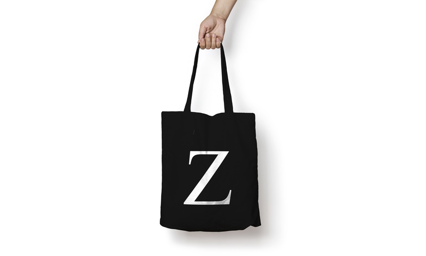 Image 27: Alphabet Letter Cotton Tote Bag