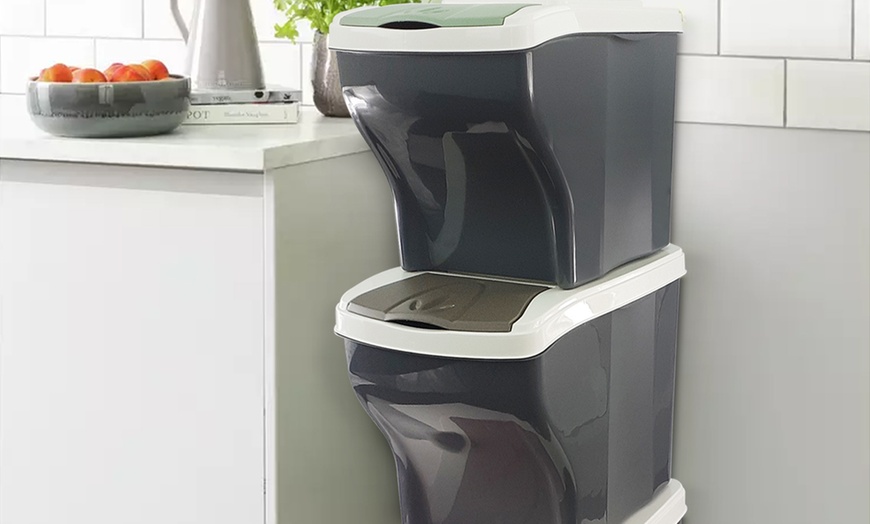 Image 2: Three 20L Stackable Waste-Recycling Bins