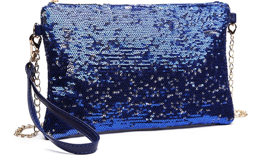 Image 4: Miss Lulu Women's Bling Sequin Clutch Evening Bag