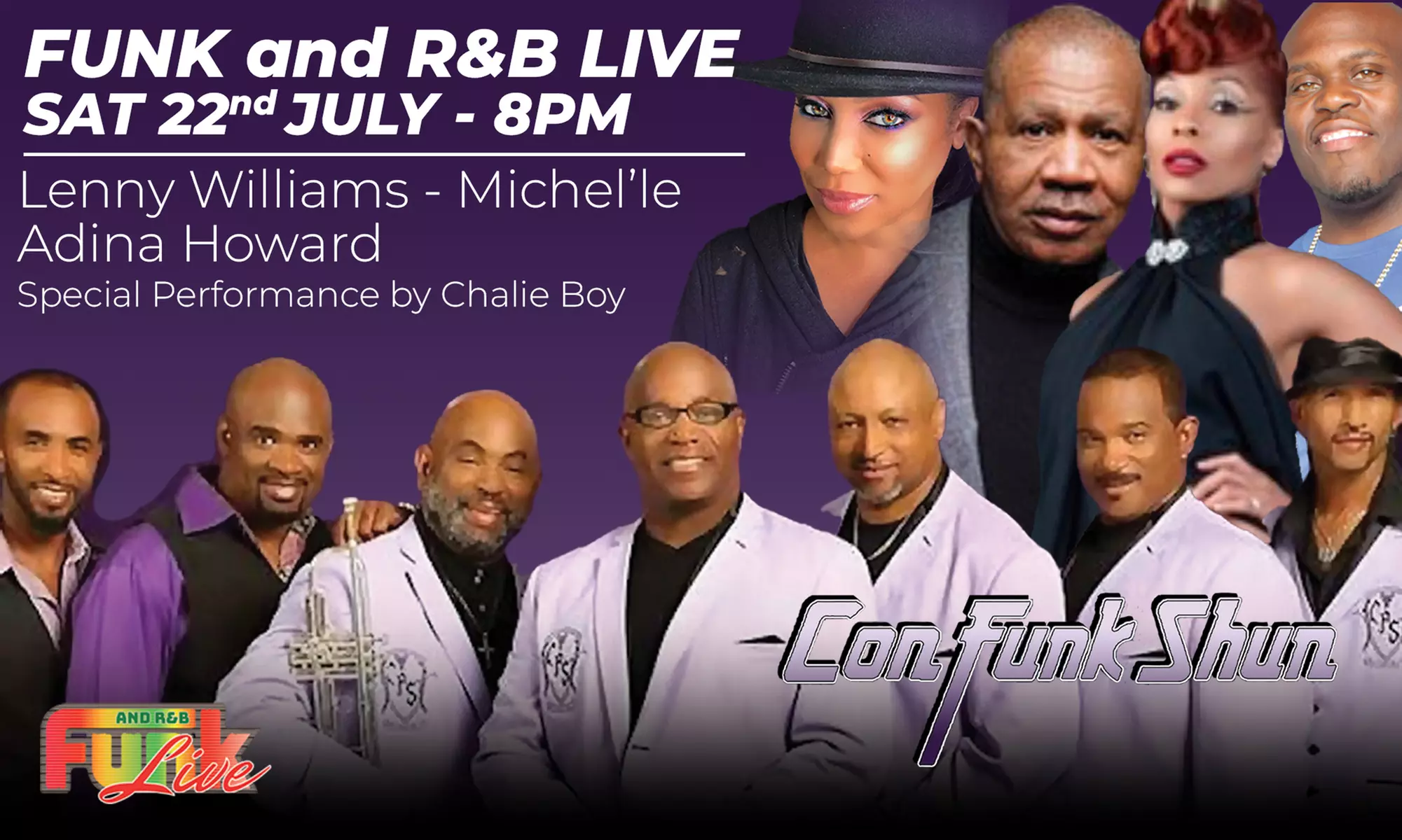 Funk and R&B Live w/Con Funk Shun, Michel’le, Lenny Williams and more Aug 26 at 8PM - Primary Image