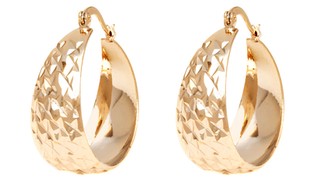 18K Gold Plated Diamond-Cut Hoop Earrings