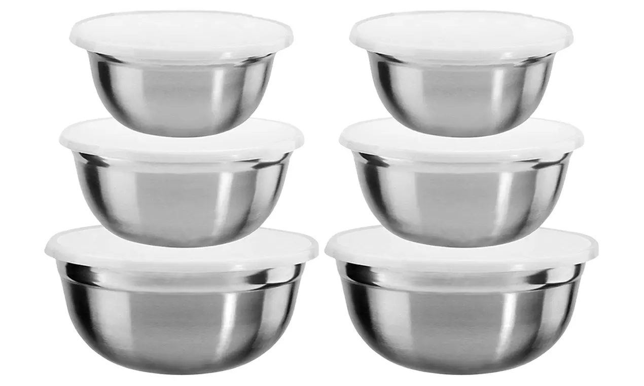 1 ou 2 lots de 3 bols en acier inoxydable avec couvercles hermétiques - Image 5