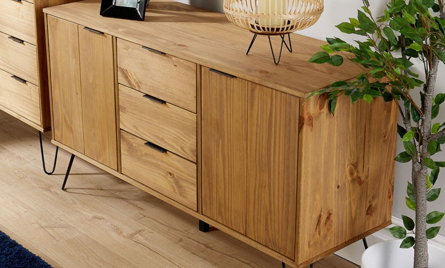 Image 3: Furniture Dealz Acadia 3 Drawer Sideboard Storage Unit