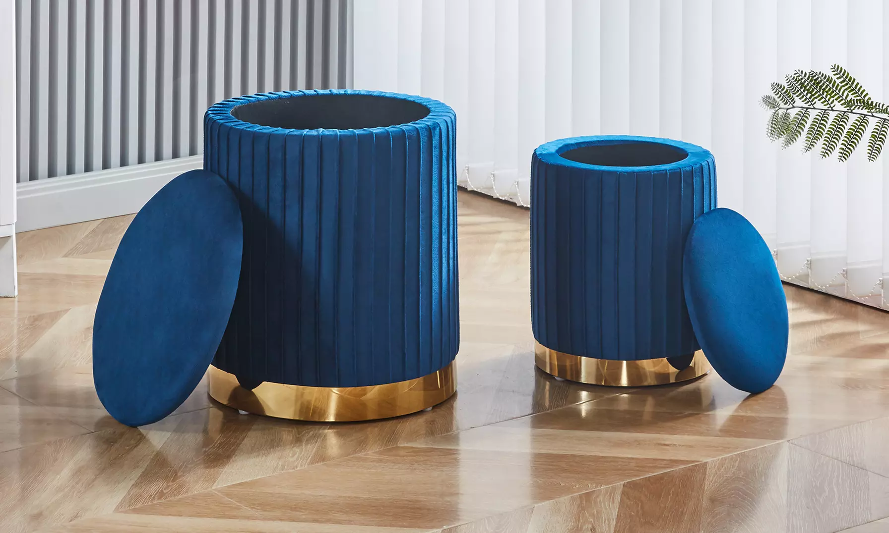 Set 2 velvet opberg-poefen