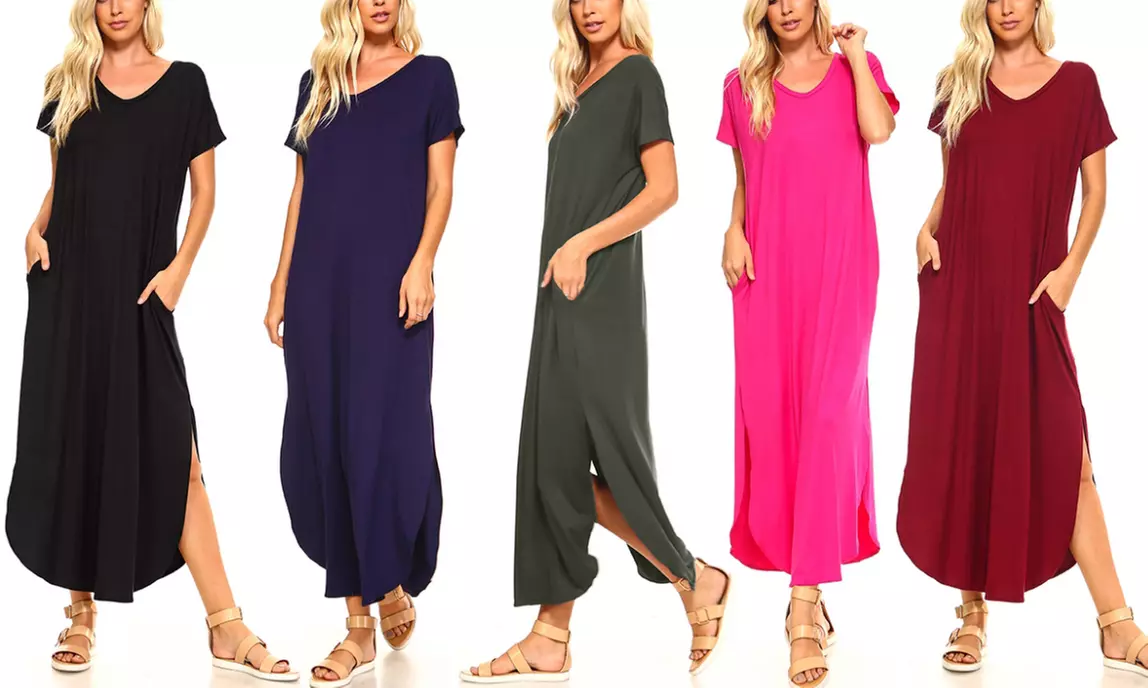 Isaac Liev Women's Essential Tunic Dress with Pockets & Side Slits - Primary Image