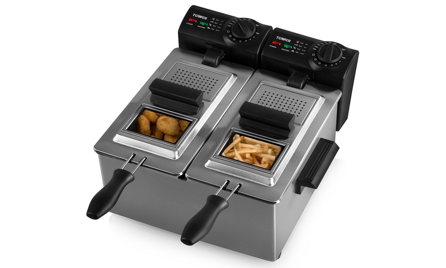 Image 2: Tower Dual Deep Fat Fryer