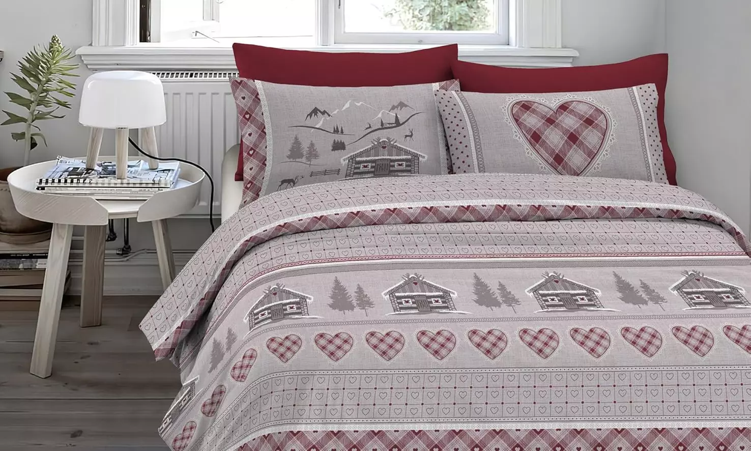 Flanell-Bettwäsche-Set mit winterlichem Motiv