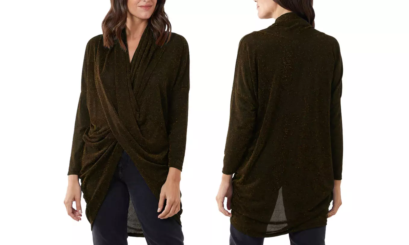 Wrapover Lurex Glitter V-Neck Top