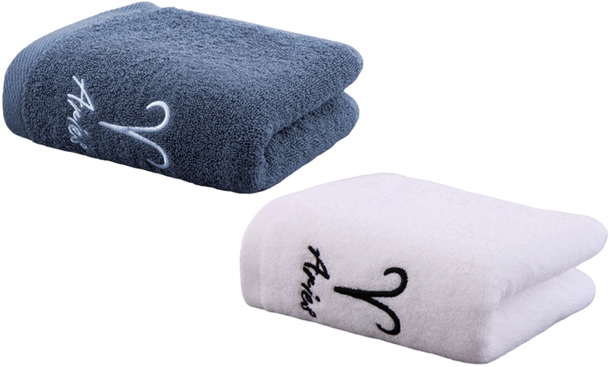 Image 29: One or Two Star Sign Embroidered Towels