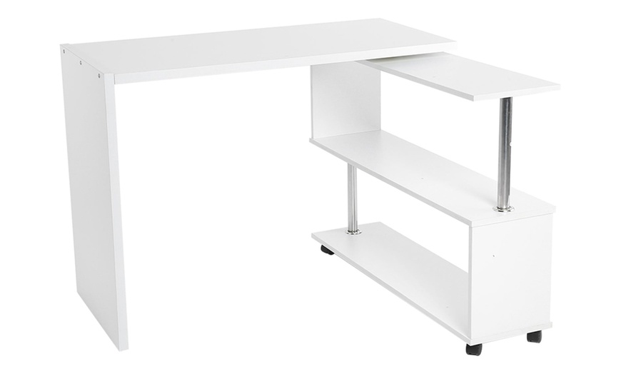 Image 1: 360-Degree Adjustable Corner Computer Desk