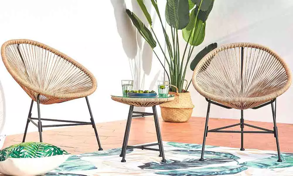 Ensemble de 2 fauteuils et table basse "Acapulco" de la marque Côté Lounge, coloris au choix, livraison offerte - Primary Image