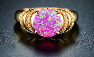 18K Gold Plated Pink Oval Ring