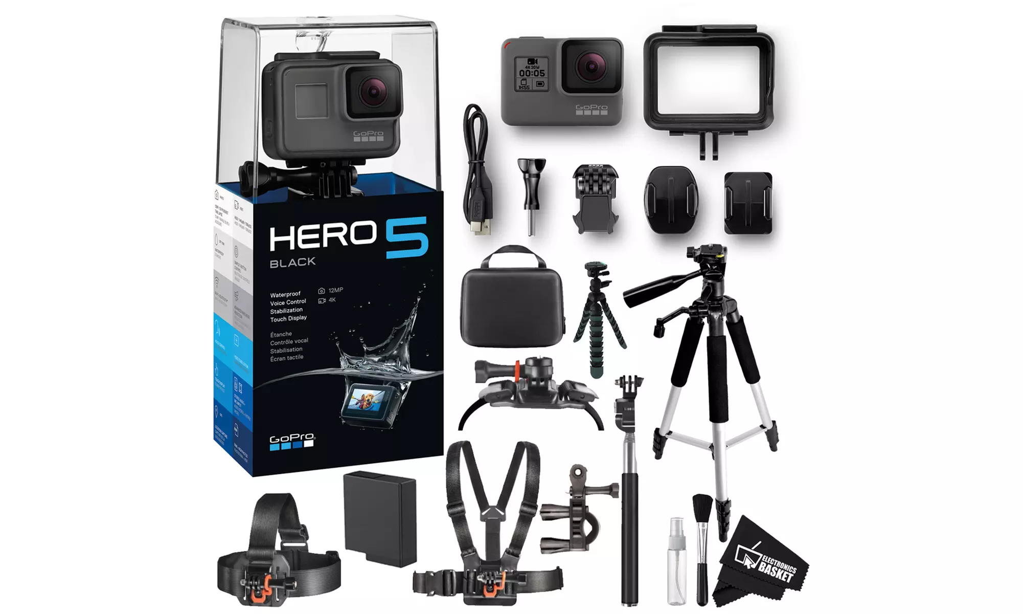 GoPro Hero5 Black 12MP 4K Waterproof Camera Extreme Action Kit - Primary Image