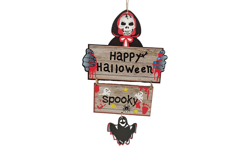 Image 5: Wooden Halloween Decorations Hanging Sign