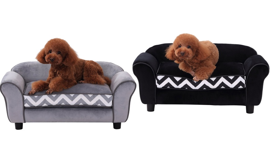 Image 1: PawHut Pet Sofa with Cushion