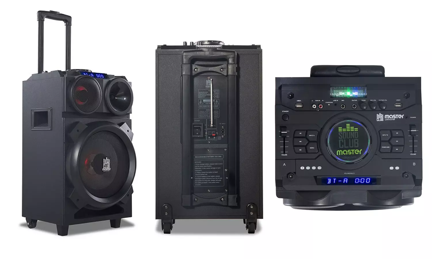 GoClever mobiler Lautsprecher 100W mit Akku, LED, DJ Mixer, Karaokefunktion - Second Medium