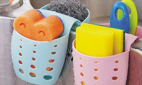Sélection de 1 ou 2 porte-éponges en PVC avec ventouse ou attache, pour la cuisine et/ou la salle de bain
