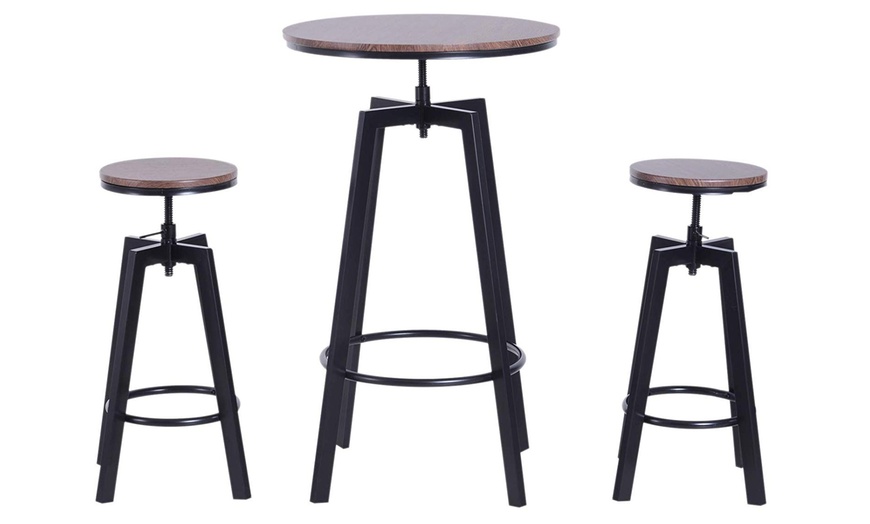 Image 3: Homcom Bar Stools and Table Set