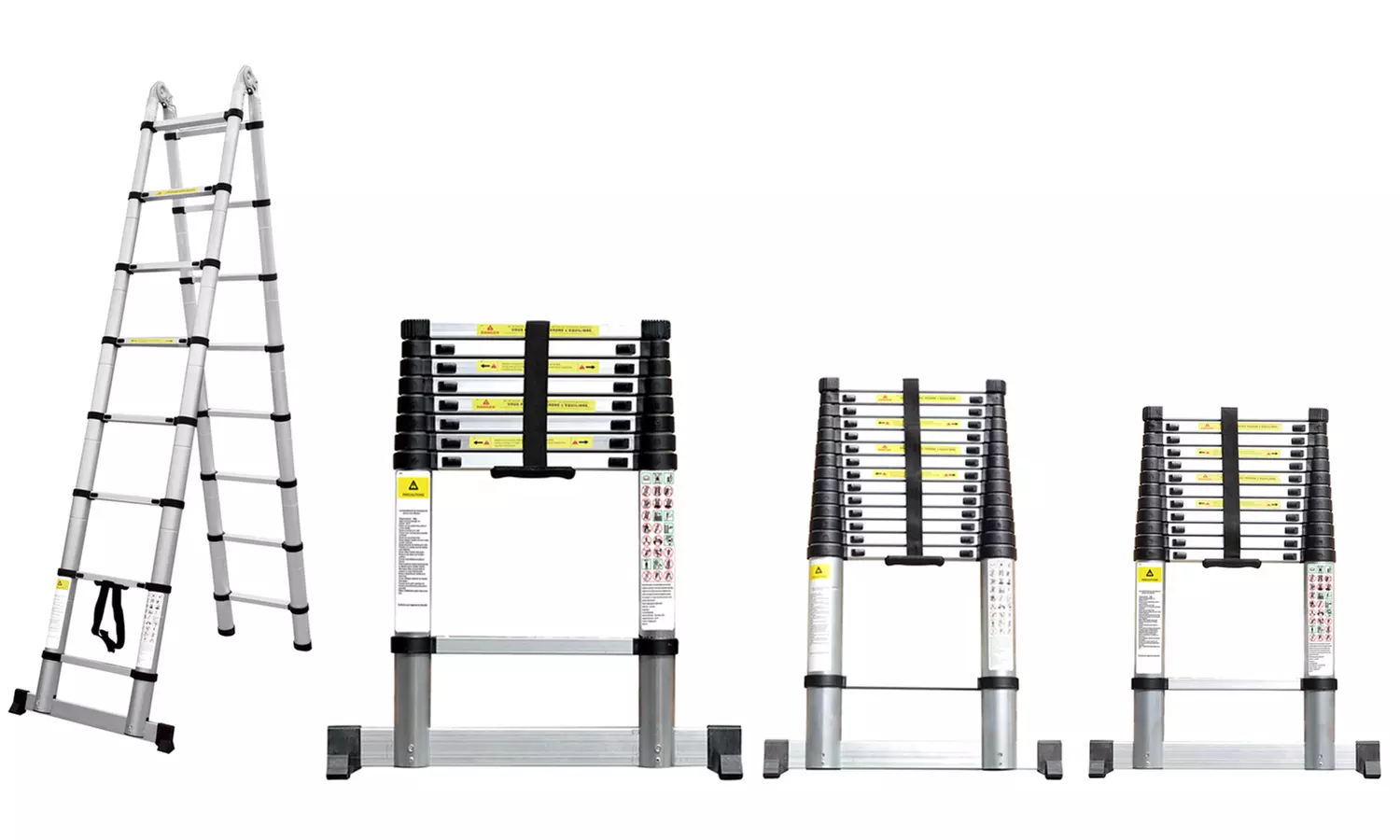 Echelle télescopique 2,6, 3,8 ou 4,4 mètres, ou escabeau télescopique 5 mètres, avec hauteurs modulables - Primary Image