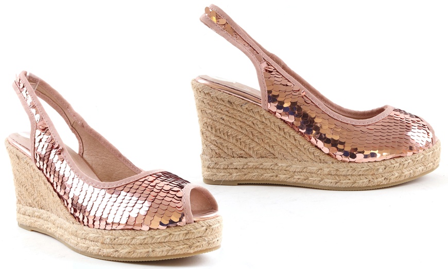 Image 3: Women's Sequin Wedge Sandals