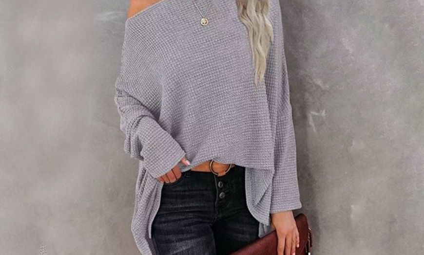 Image 5: Off-Shoulder Waffle Knit Top