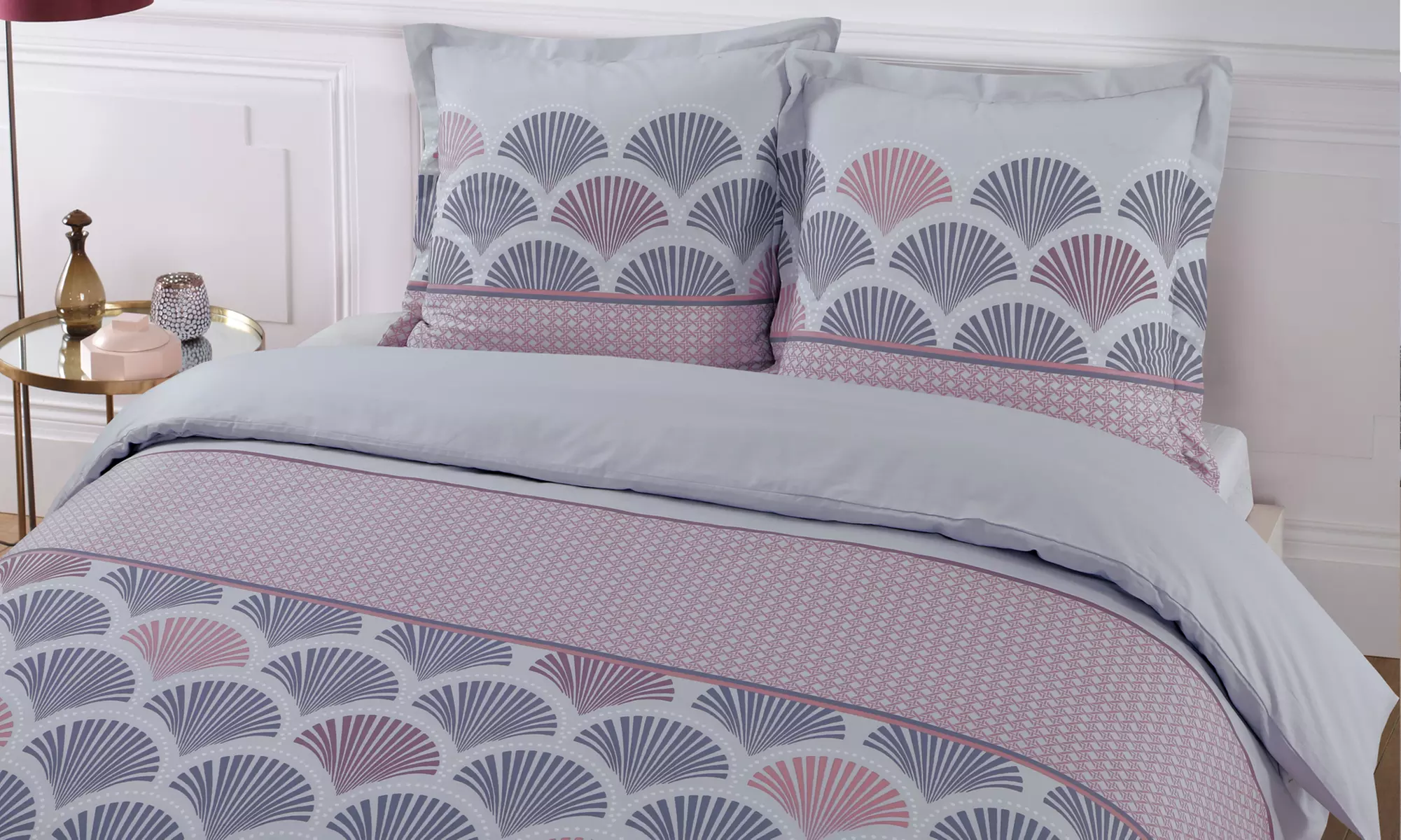 Housse de couette en coton  Pinky Mood avec 2 taies d'oreillers - Second Medium