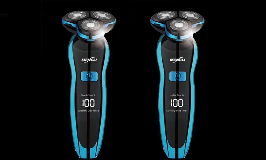 Image 5: One or Two Wet and Dry Wireless Electric Shavers in Blue and Silver