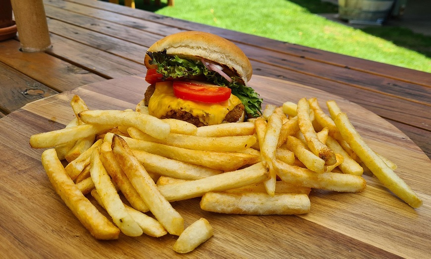 Image 1: Burger, Fries, and Cocktails at Mad Monkey Distillery