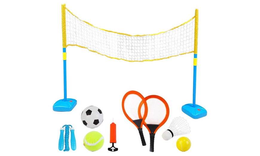 Image 1: Four-in-One Outdoor Games Set