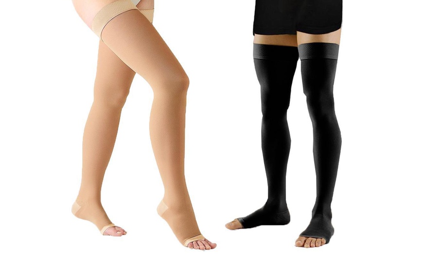 Image 8: Unisex Open-Toe Compression Socks