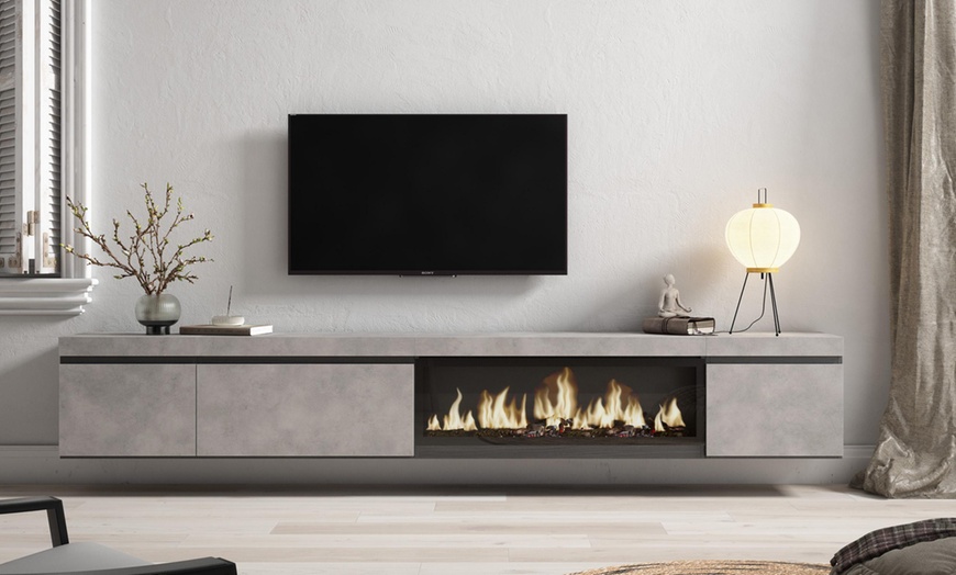 Image 19: Mueble TV '' Cozy'' con Chimenea Eléctrica XXL opcional y almacenaje