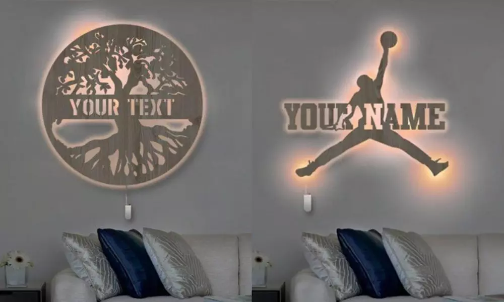 One or Two Custom Name Wall Lamps from Justyling