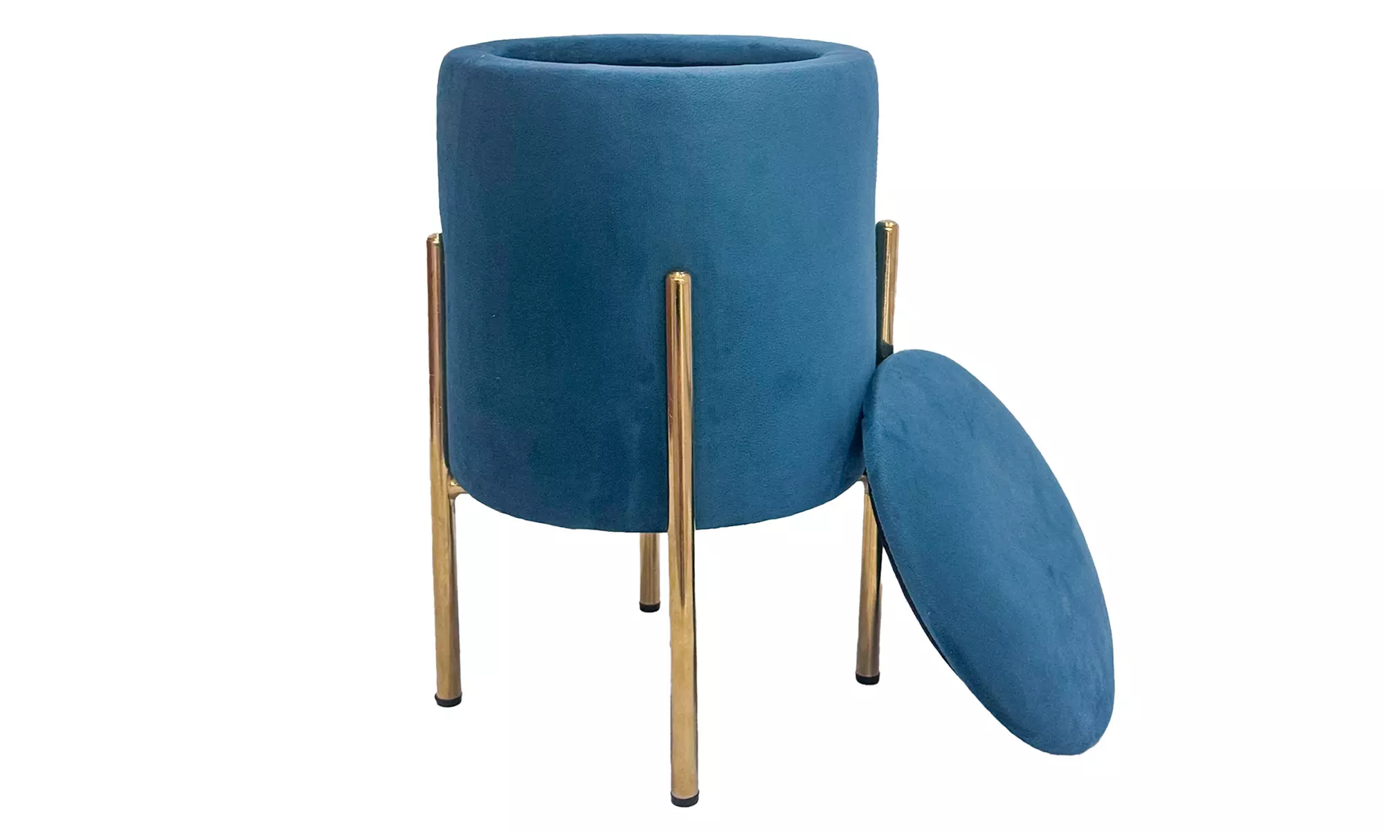 Puf de terciopelo con espacio de almacenamiento