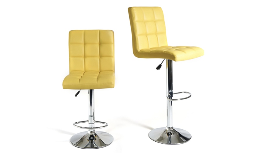 Image 4: Set of Two Juno Adjustable Faux Leather Bar Stools