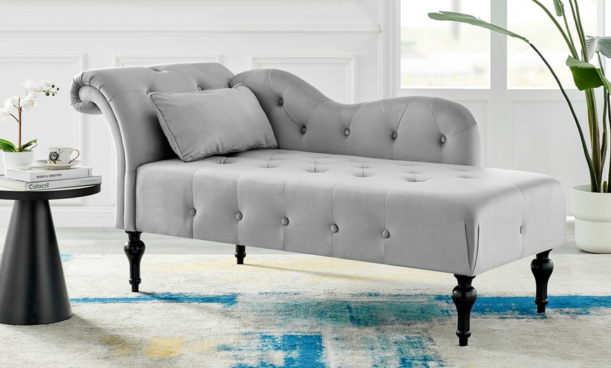 Image 17: Velvet Chaise Lounge Sofa 