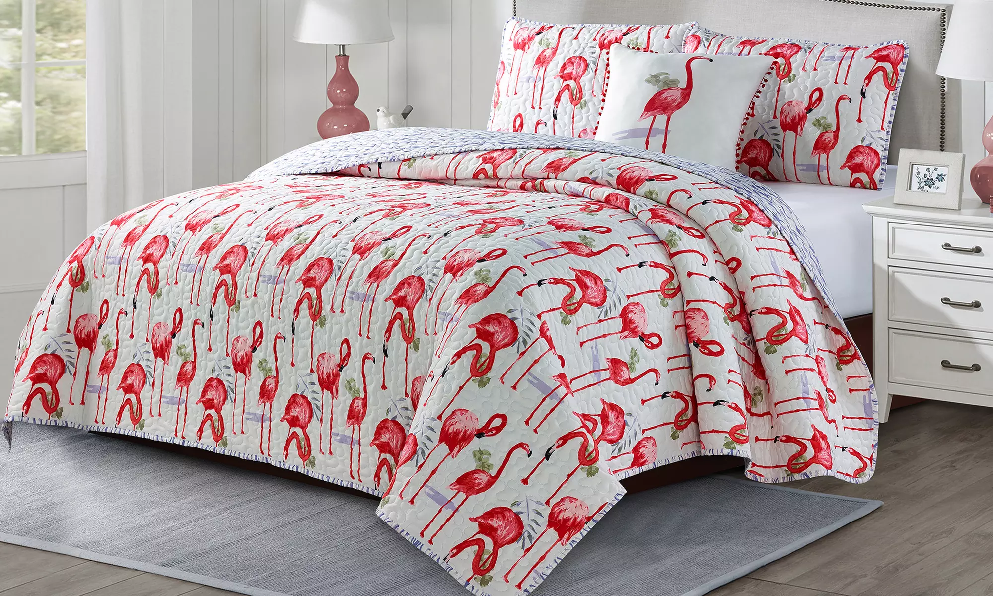 Harper Lane Flamingo-Patterned Quilt Set (4-Piece) - Primary Image