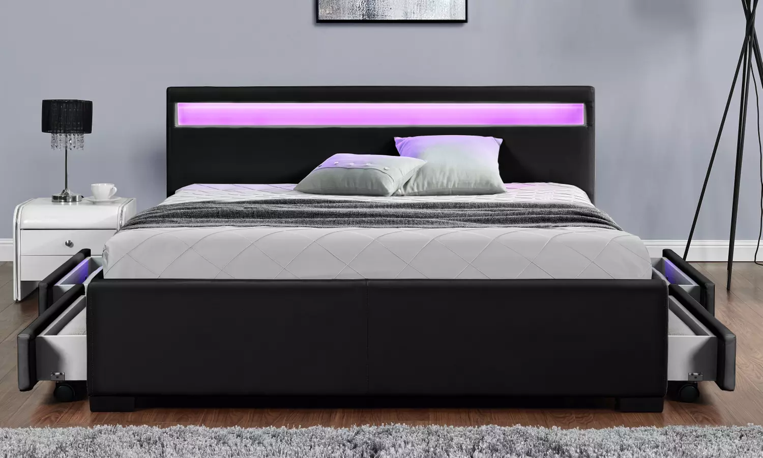 Lit "Palms" avec rangements et LED - Image 4