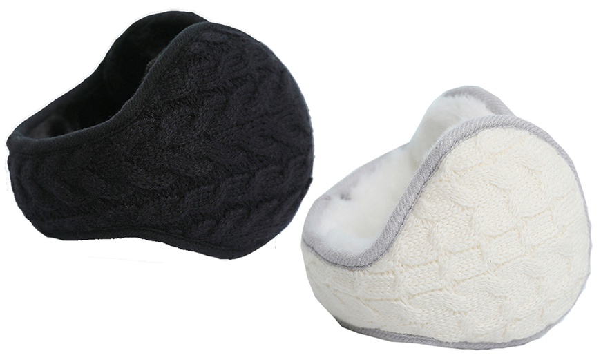 Image 10: Unisex Fleeced Knitted Earmuffs