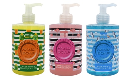 Set di 3 flaconi di sapone liquido 500 ml l uno Deed I Do, Made in Italy, con dispenser e disponibile in varie tipologie