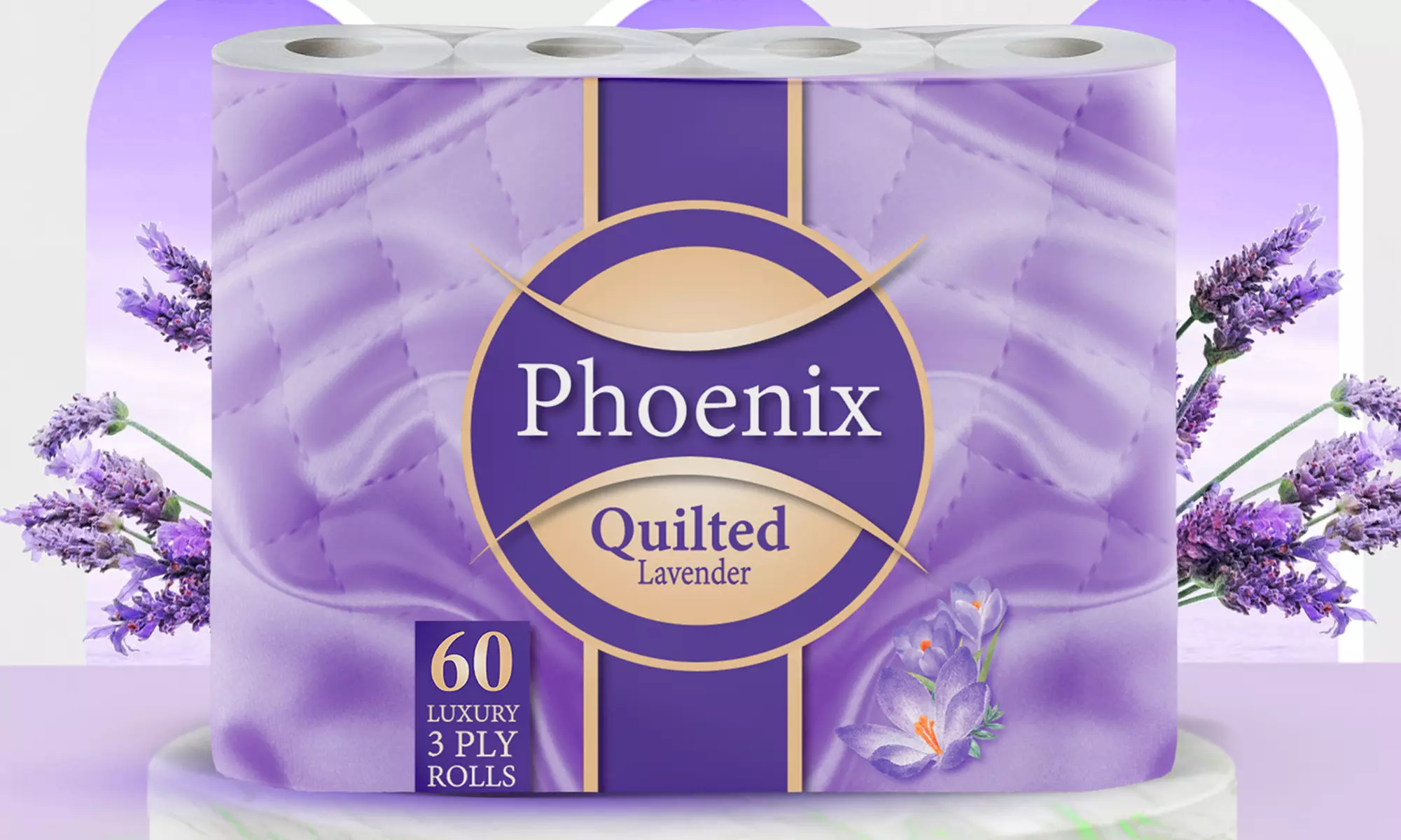 Phoenix Lavender 3-Ply Toilet Paper – Bulk Packs of 36, 60 or 120 Rolls