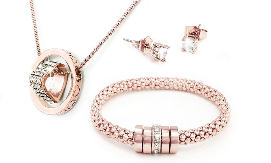 Image 2: 1x oder 2x 3-tlg. Schmuck-Set mit Swarovski®-Kristallen