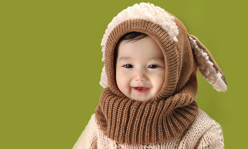 Image 8: Kid's Animal Knitted Hooded Scarf