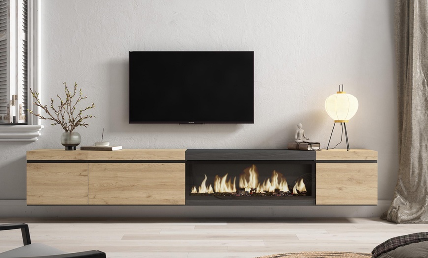 Image 13: Mueble TV '' Cozy'' con Chimenea Eléctrica XXL opcional y almacenaje