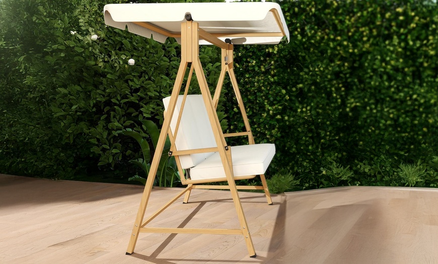 Image 5: Outsunny Three-Seater Swing Bench