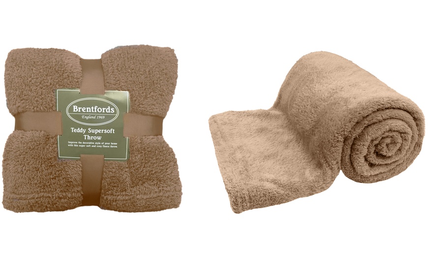 Image 8: Teddy Plush Fleece Throw