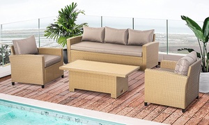  Outsunny Five-Seater Outdoor Rattan-Effect Sofa Set 