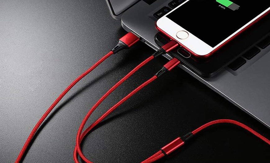 Image 2: 3-in-1 USB Charging Cable; Type C, Lightning and Micro-USB