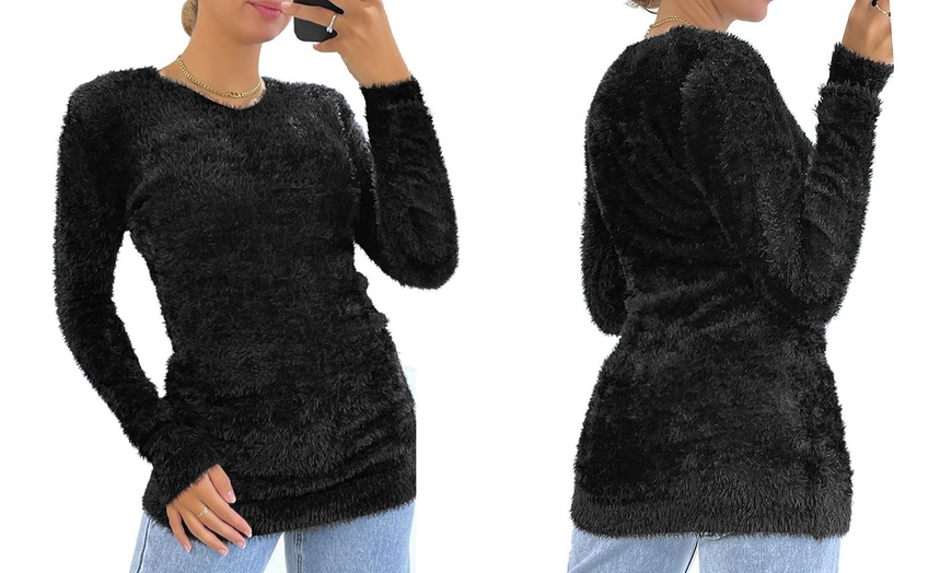 Image 3: Women's Long Sleeve Fluffy Jumper