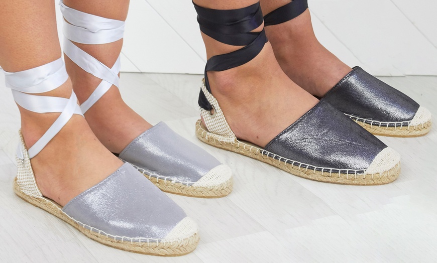 Image 1: Women's Ankle Tie-Up Espadrilles