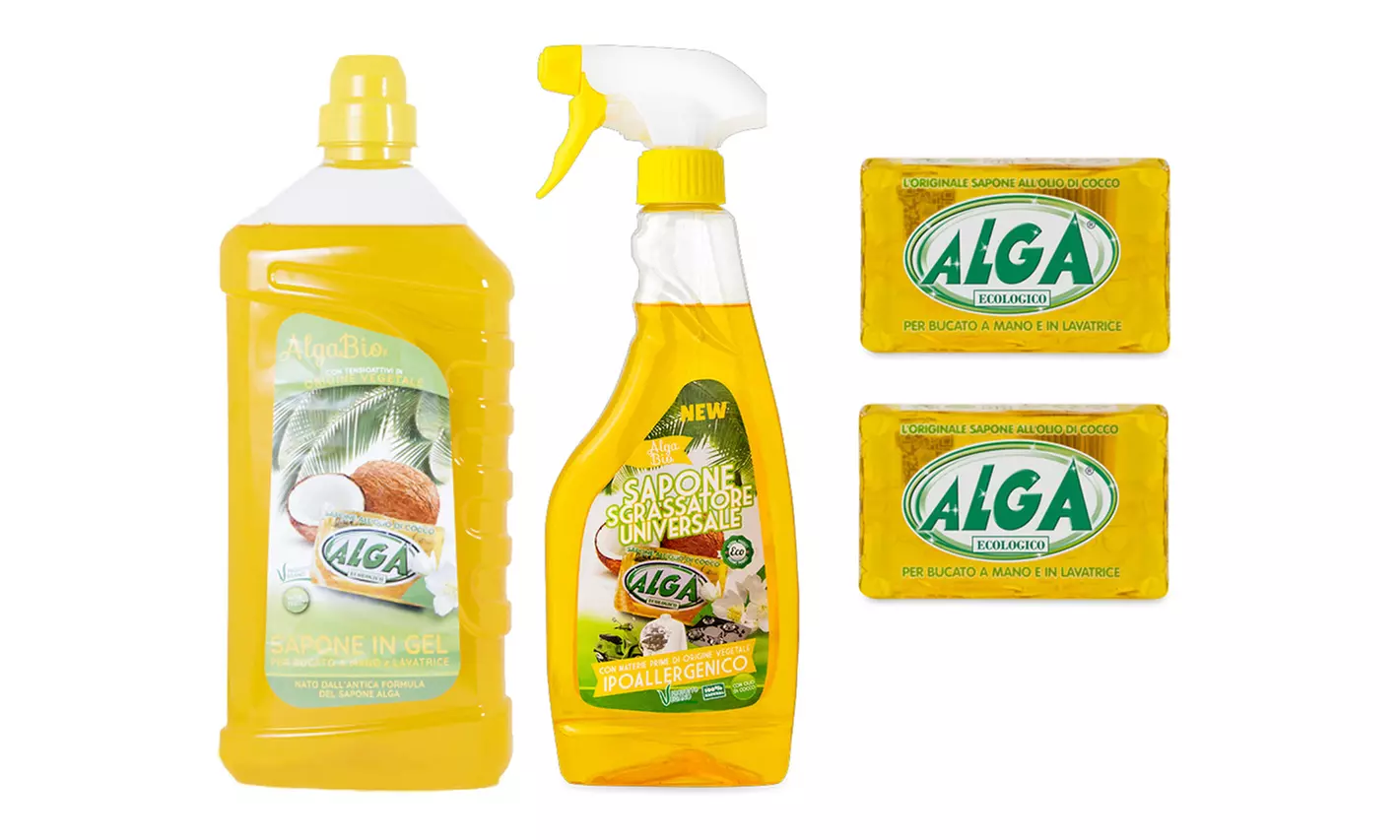 Lot de savons et produits de ménage